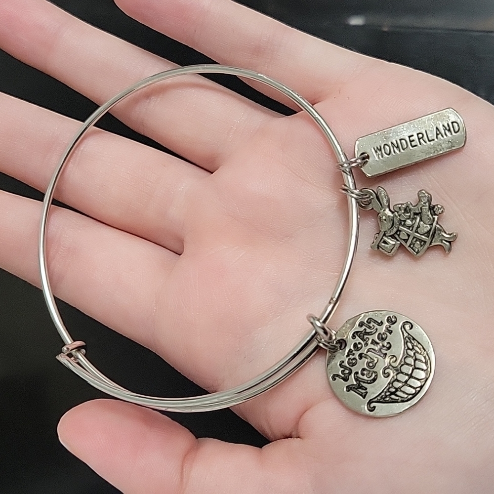 Alice in Wonderland we're all mad here cheshire cat bangle bracelet
